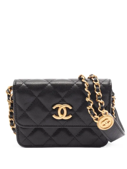 CHANEL Pre-Owned 2021 Matelassé leather mini bag Black 1100019