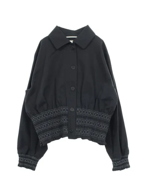 Hermès Pre-Owned 2020s embroidered smocked jacket Blue 1097264