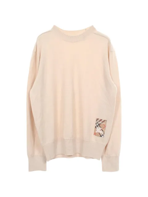 Burberry Pre-Owned 2010 logo-patch crew-neck sweater Neutrals 1097312