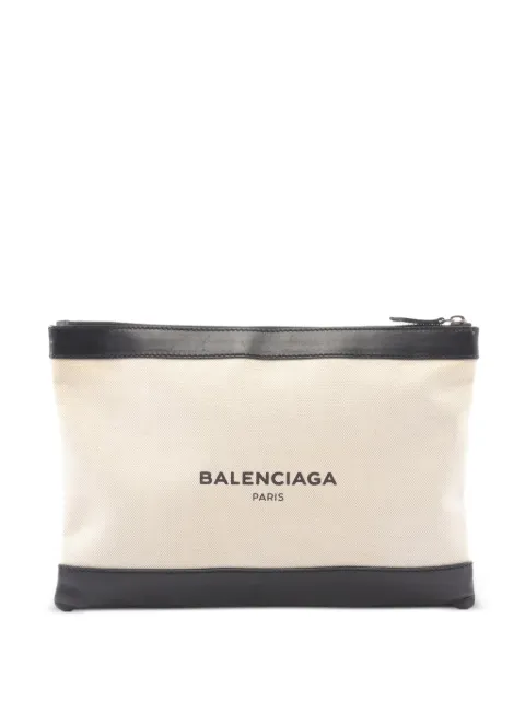 Balenciaga Pre-Owned 2000s medium Navy Clip clutch bag Neutrals 1099256