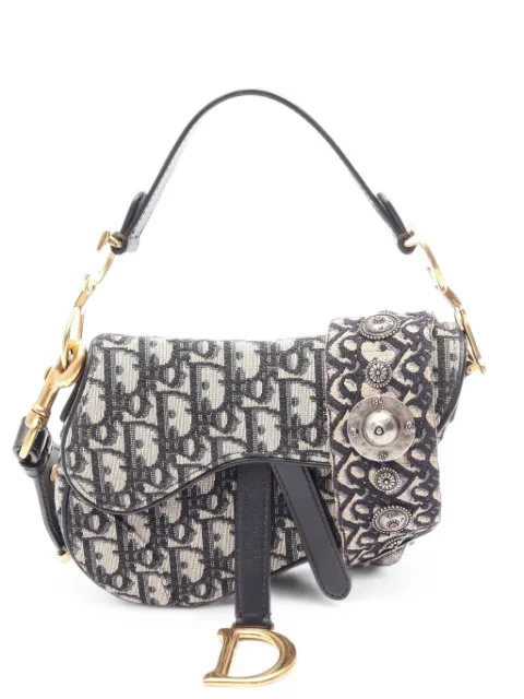 Christian Dior Pre-Owned 2010s Oblique jacquard Saddle shoulder bag Blue 1100676