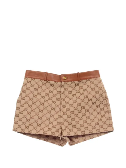 Gucci Pre-Owned GG-canvas leather-trim mini shorts Neutrals 1099128