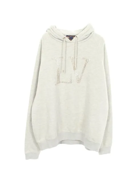 Louis Vuitton Pre-Owned 2000s rhinestone-logo hoodie Grey 1096318