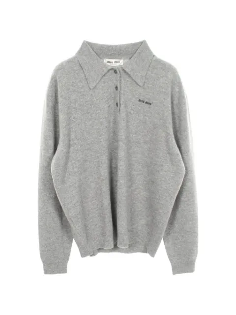 Miu Miu Pre-Owned 2010s logo knit polo shirt Grey 1098277