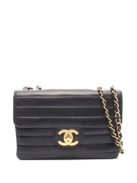 CHANEL Pre-Owned 1994-1996 Single Flap mademoiselle coco mark shoulder bag Black 11005913585338