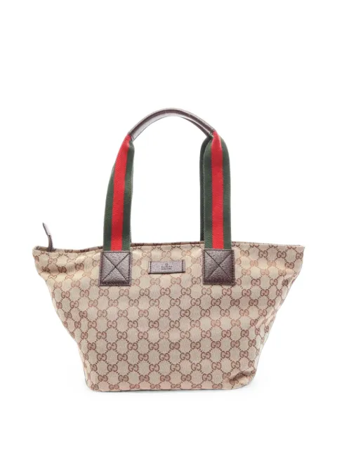 Gucci Pre-Owned 2000s GG-canvas Web tote bag Neutrals 1100876