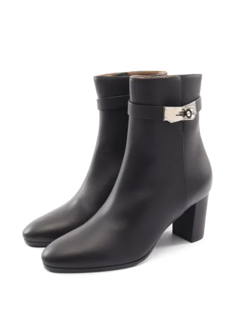 Hermès Pre-Owned 2020s Saint Germain Kelly-buckle heeled ankle boots Black 1096712