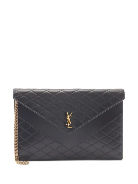 Saint Laurent Pre-Owned 2010s Gabby quilted clutch bag Black 1097185