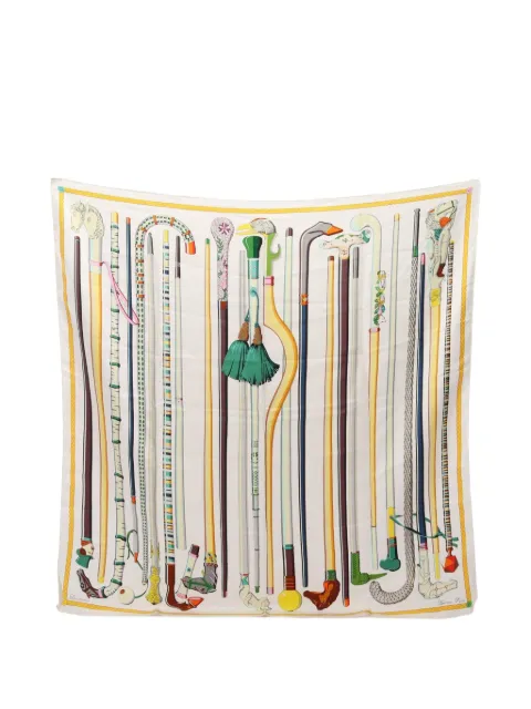 Hermès Pre-Owned 2010s Les cannes scarf White 1097756