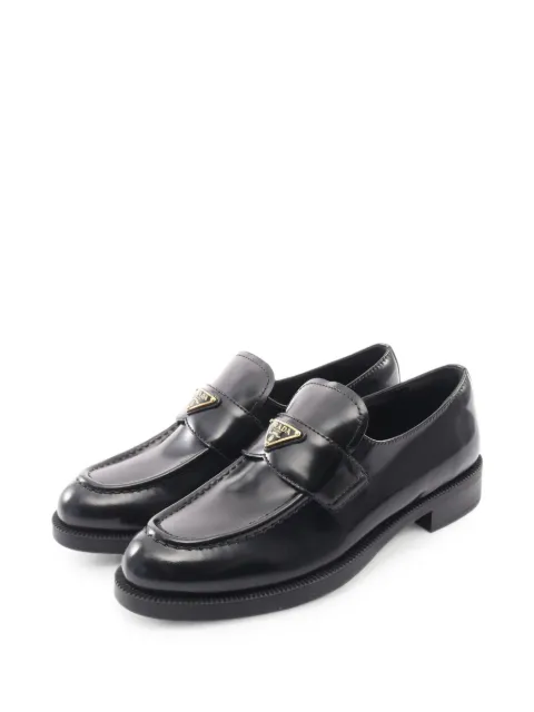 Prada Pre-Owned 2020s triangle logo loafers Black 1095630