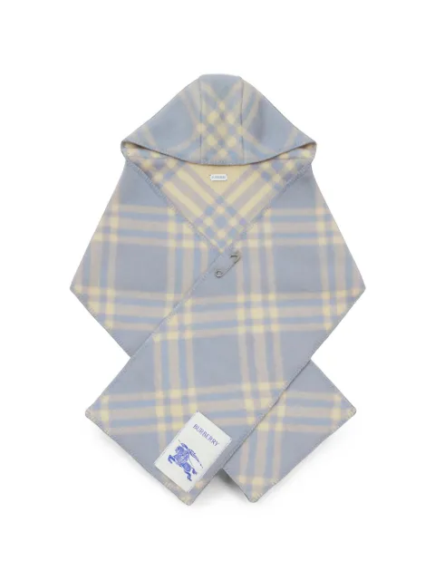 Burberry Check wool hooded scarf Blue 8131170