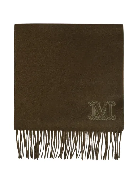 Max Mara logo-embroidered fringed scarf Green 2624546311600