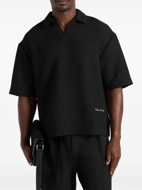 Manière De Voir Joss in navy boxy signature polo shirt Black MAN3615