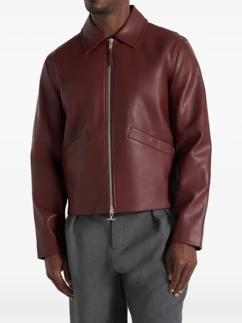 Manière De Voir Yves in wine red minimal leather jacket Red MAN3508