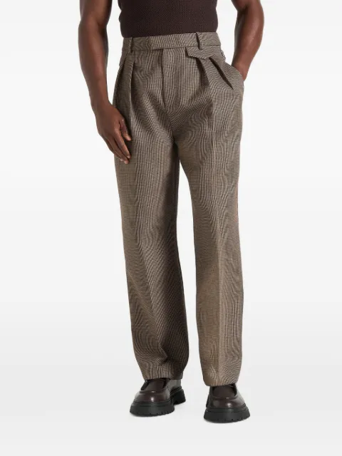 Manière De Voir Pierre houndstooth twin-pleat trousers in brown Brown MAN35602