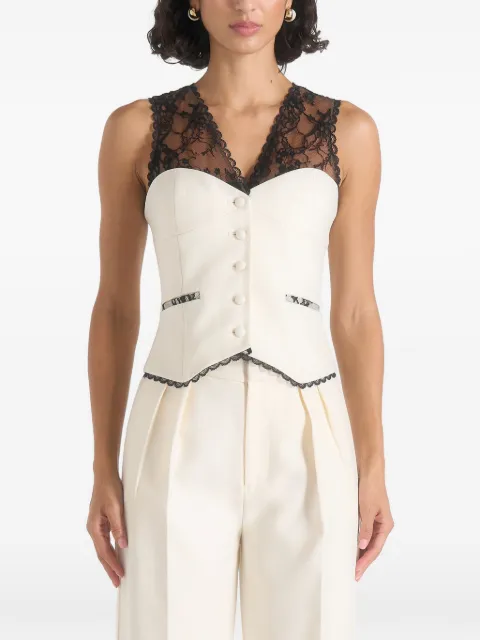 Manière De Voir Veronica lace tailored corset waistcoat White WMN4696