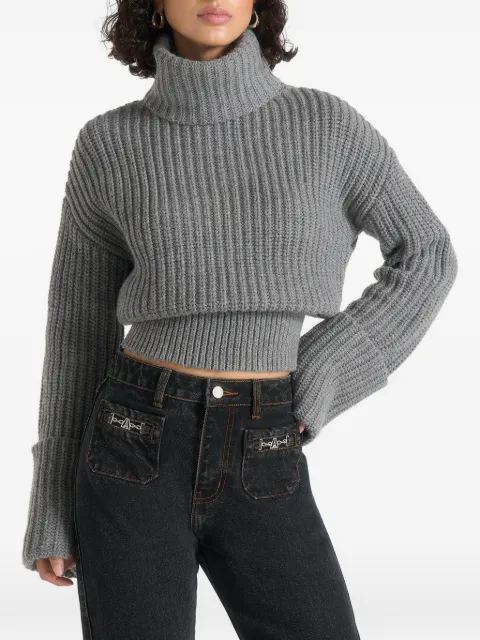 Manière De Voir Amaya - roll neck knit jumper with cuffs - grey Grey WMN4070