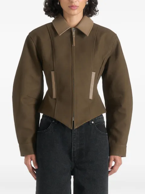 Manière De Voir Sky hourglass gabardine jacket Green WMN4468