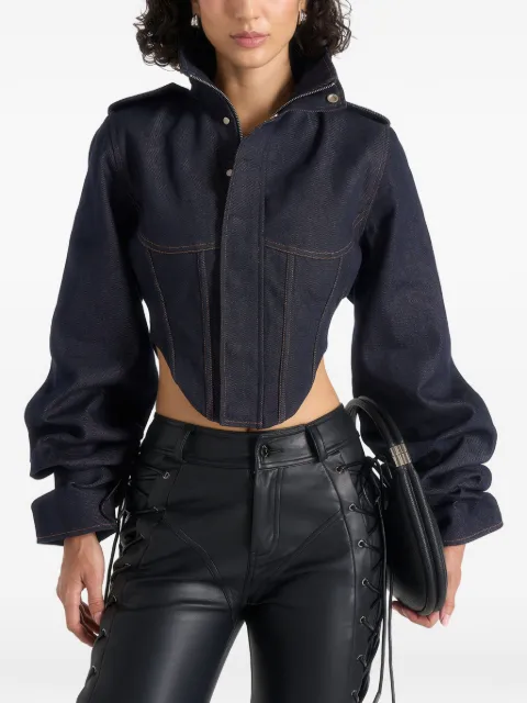 Manière De Voir Solange denim tacked sleeve corset jacket Blue WMN39774