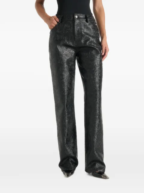Manière De Voir Ruth in black embossed-leather mid-rise trousers Black WMN41355