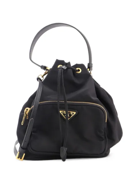 Prada Pre-Owned Drawstring Tessuto Small bucket bag Black YZ1P125RDM5VGV3R
