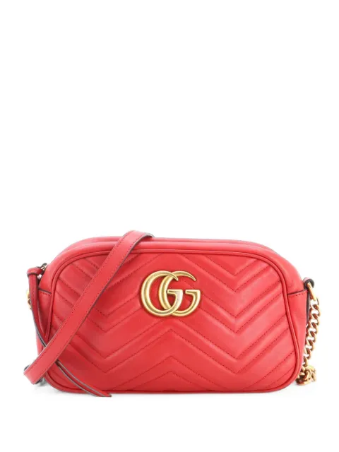 Gucci Pre-Owned GG Marmont Shoulder Bag Matelasse Leather Small crossbody bag Red ZUII0CEVKBRPKRXD