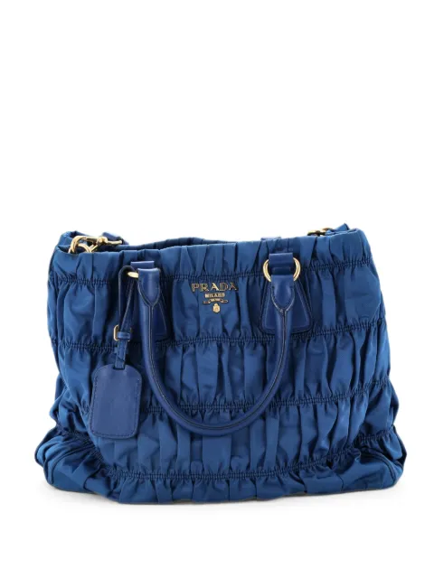 Prada Pre-Owned Gaufre Convertible Leather and Tessuto Large tote bag Blue XAIKTHNUAAS1UQMP