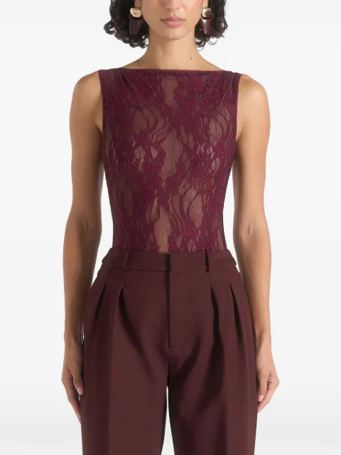 Manière De Voir Rhonda in wine open-back lace bodysuit Purple WMN4745