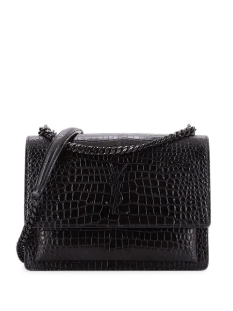 Saint Laurent Pre-Owned Sunset Crocodile Embossed Leather Medium crossbody bag Black UGANM6WA8G1MDWYT