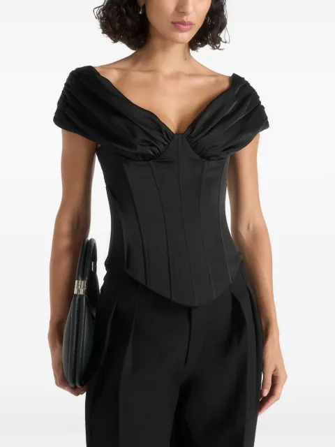 Manière De Voir Ursula in black off-shoulder pleated corset top Black WMN45941