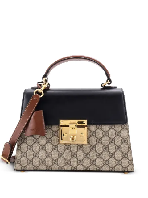 Gucci Pre-Owned Padlock Top Handle Bag GG Coated Canvas and Leather Small satchel Black MSDTPEKZB5W5RI2B
