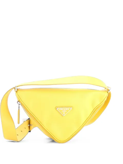 Prada Pre-Owned Triangle Logo Zip Around Shoulder Bag Saffiano Leather crossbody bag Yellow R850U8A3NBZ3GQ92