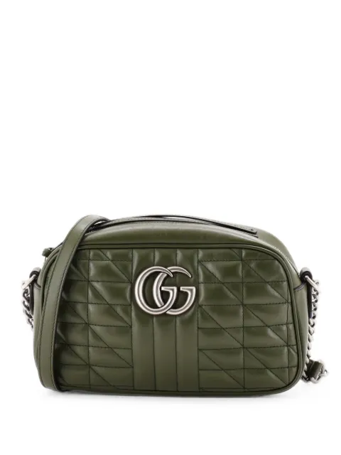 Gucci Pre-Owned GG Marmont Shoulder Bag Mixed Matelasse Leather Small crossbody bag Green 86FKLXU9T41EQGTA
