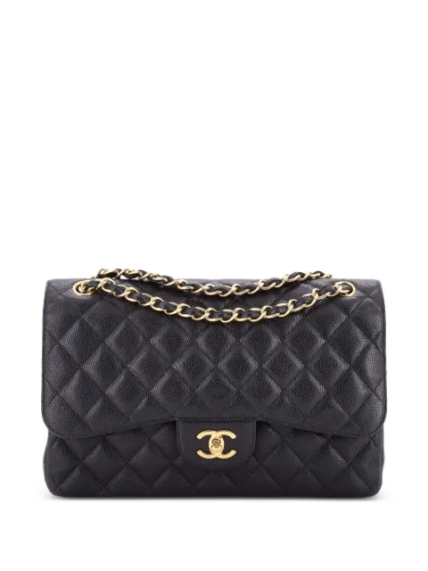 CHANEL Pre-Owned Classic Double Flap Bag Quilted Caviar Jumbo shoulder bag Black LC4NXWQ3R331Z92L