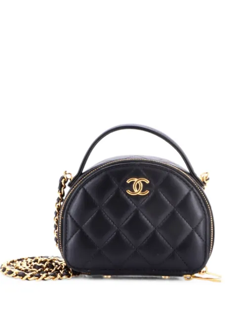 CHANEL Pre-Owned Chic Riviera Vanity Case with Chain Quilted Lambskin Mini satchel Black 81WXJANDJXTZJORK