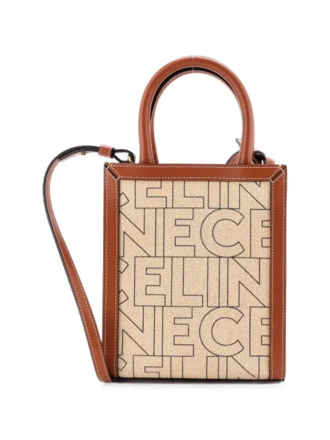 Celine Pre-Owned Vertical Cabas Printed Canvas and Leather Mini tote bag Brown 3BTMQRWSHOKQ5HT8