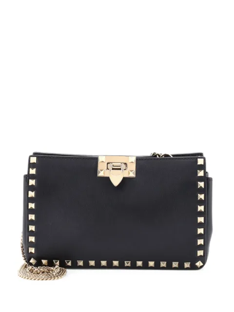 Valentino Garavani Pre-Owned Rockstud Flip Lock Chain Crossbody Leather Small clutch bag Black GW9OZT6F2UK4GU0R