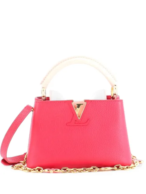 Louis Vuitton Pre-Owned Flower Chain Capucines Bag Leather Mini satchel Pink 2L2ITXRVN806JH7V
