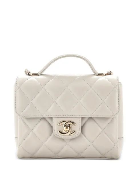 CHANEL Pre-Owned Square Classic Single Flap Top Handle Bag Quilted Lambskin Mini satchel Grey HERBYRH96IS047AQ