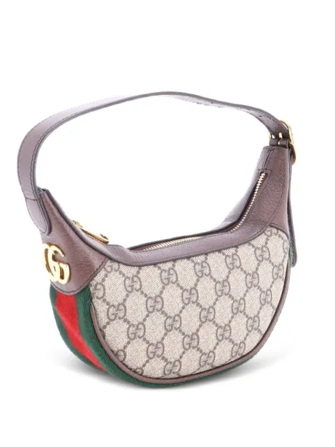 Gucci Pre-Owned Ophidia Half Moon Bag GG Coated Canvas Mini hobo bag Brown FK4B1K972F3Z8K69