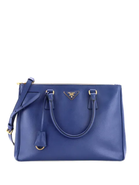 Prada Pre-Owned Double Zip Lux Saffiano Leather Medium tote bag Blue PRWFEH4U7LEFM9A9