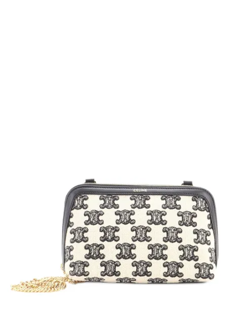 Celine Pre-Owned Zip Around Chain Triomphe Canvas clutch bag Blue 0F153P938CI10U0X