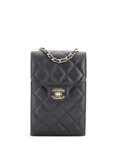 CHANEL Pre-Owned CC Flap Phone Holder Crossbody Bag Quilted Caviar clutch bag Black 0B14PX0HF5H1Q7JT