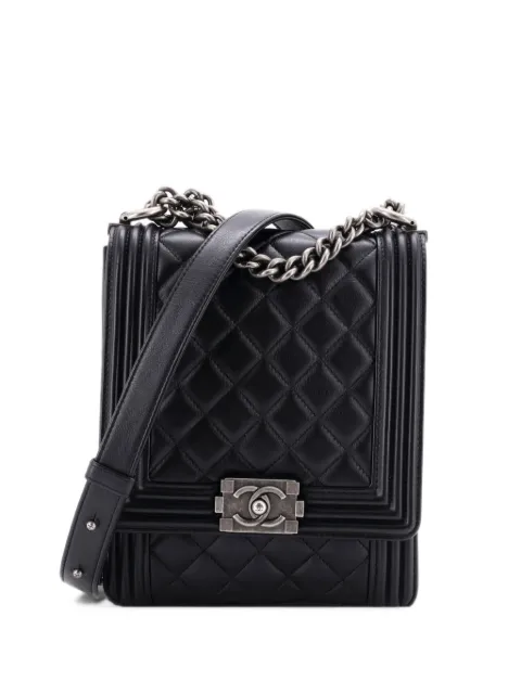 CHANEL Pre-Owned North South Boy Flap Bag Quilted Lambskin Small crossbody bag Black CS7ADCPDG0B3OC3N