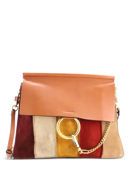 Chloé Pre-Owned Faye Stitched Suede and Leather Medium shoulder bag Brown 04SJK7GQ6XHENC6B
