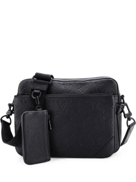 Louis Vuitton Pre-Owned Trio Messenger Bag Monogram Shadow Leather crossbody bag Black CYFGJ2L4UE6XAJSB