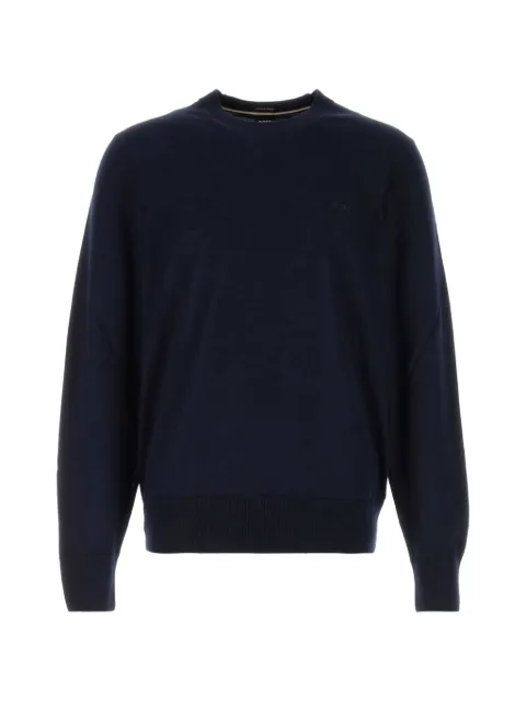 BOSS merino-wool sweater with logo embroidery Blue 50571914