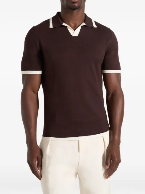 Manière De Voir Lambert in brown contrast detail knit polo shirt Brown MAN33661