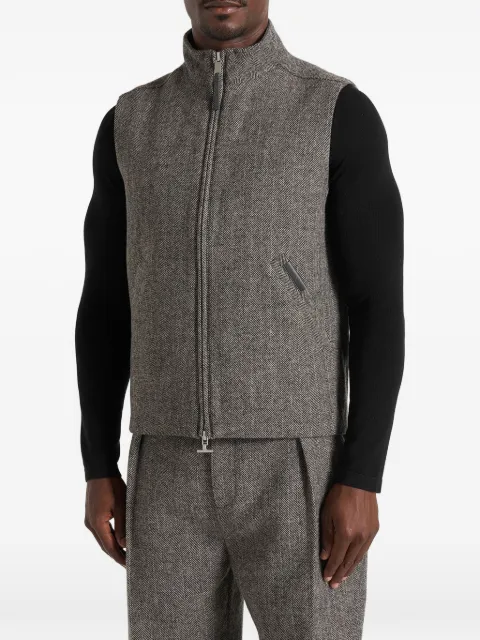 Manière De Voir Levi in grey herringbone wool zip gilet Grey MAN3642