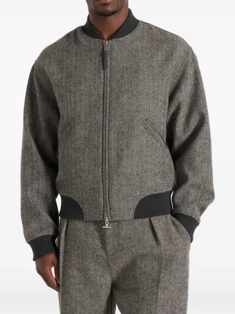 Manière De Voir Leandro in grey herringbone wool bomber jacket Grey MAN3641